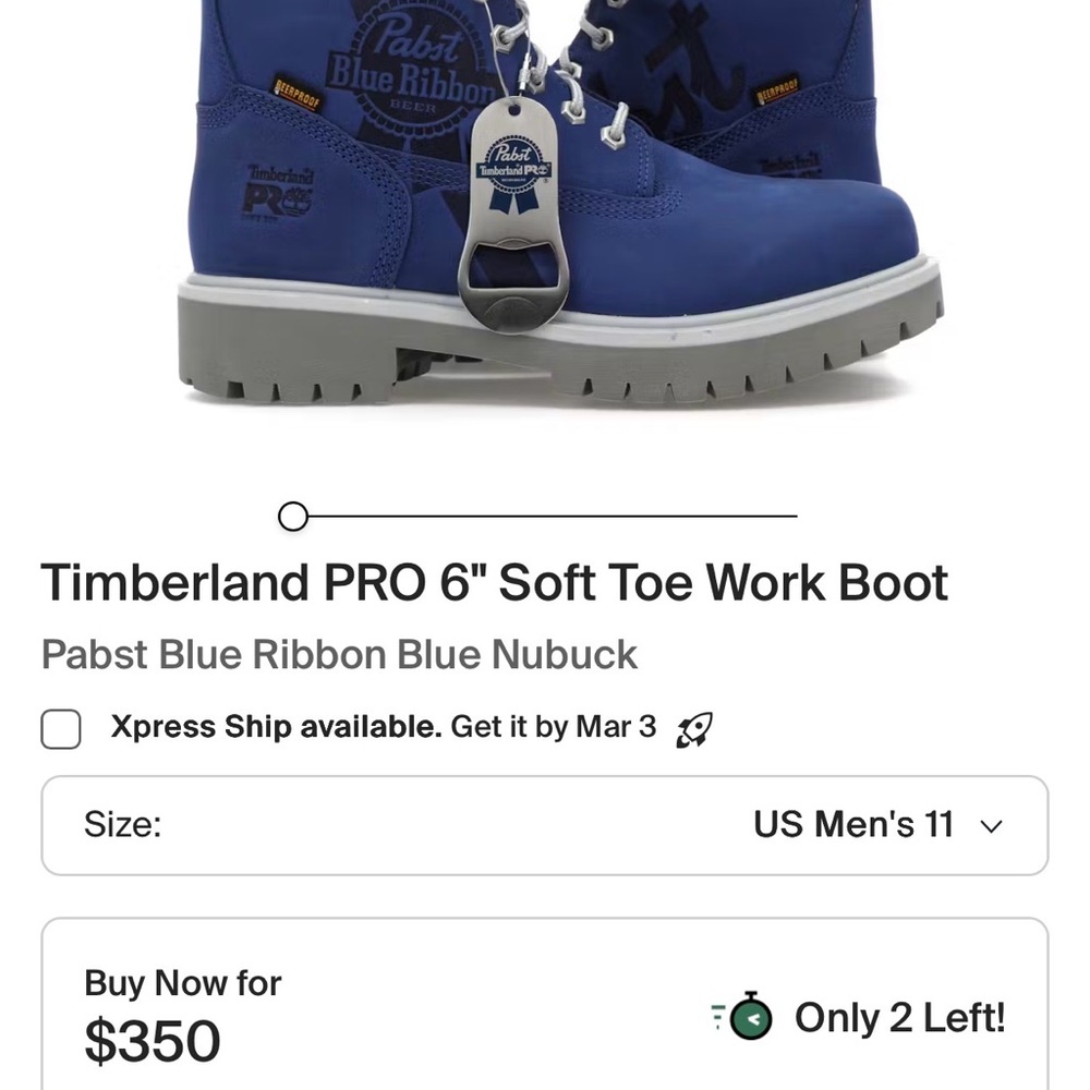 Timberland Blue Men's Work Boots with Gray Laces - Picture 7 of 7